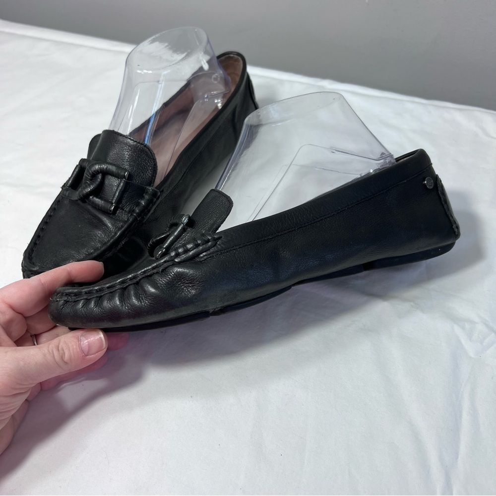 Antonio Melani black leather loafers flats size 10 - Picture 2 of 6